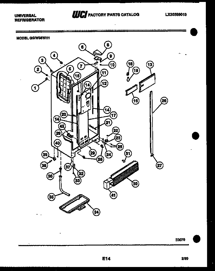 CABINET PARTS Diagram and Parts List for GSIW36BH1  Frigidaire Refrigerator