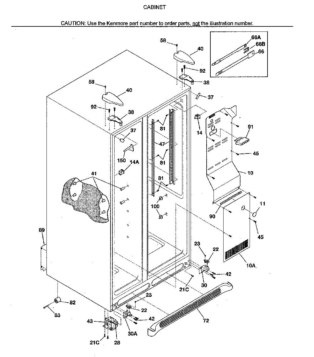 Cabinet Diagram and Parts List for 25353679302  Kenmore Refrigerator