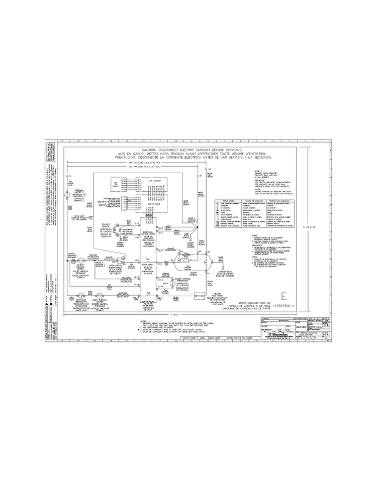 Wiring Diagram Diagram and Parts List for FARE4044MW1  Frigidaire Dryer