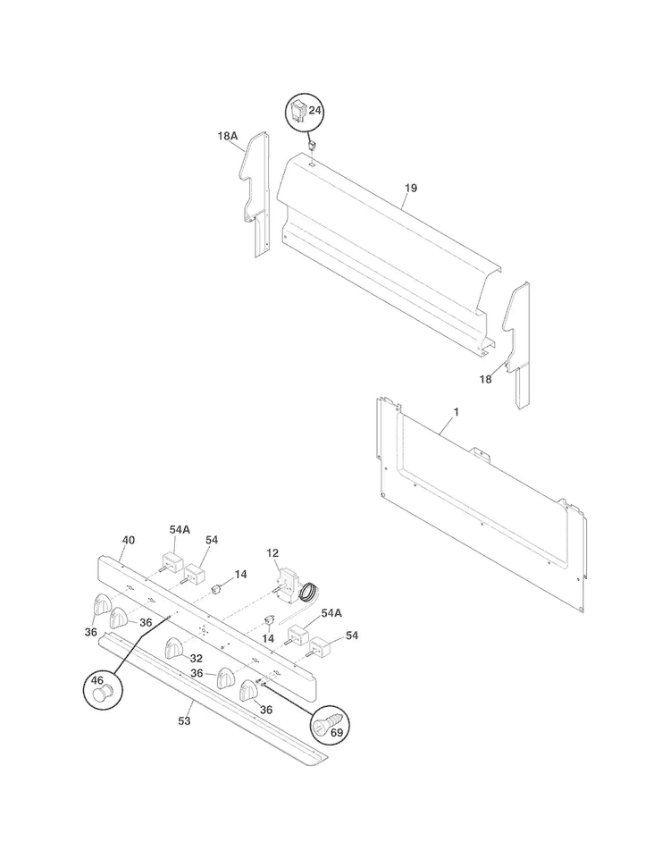 Backguard Diagram and Parts List for FFEF3009PWA  Frigidaire Range