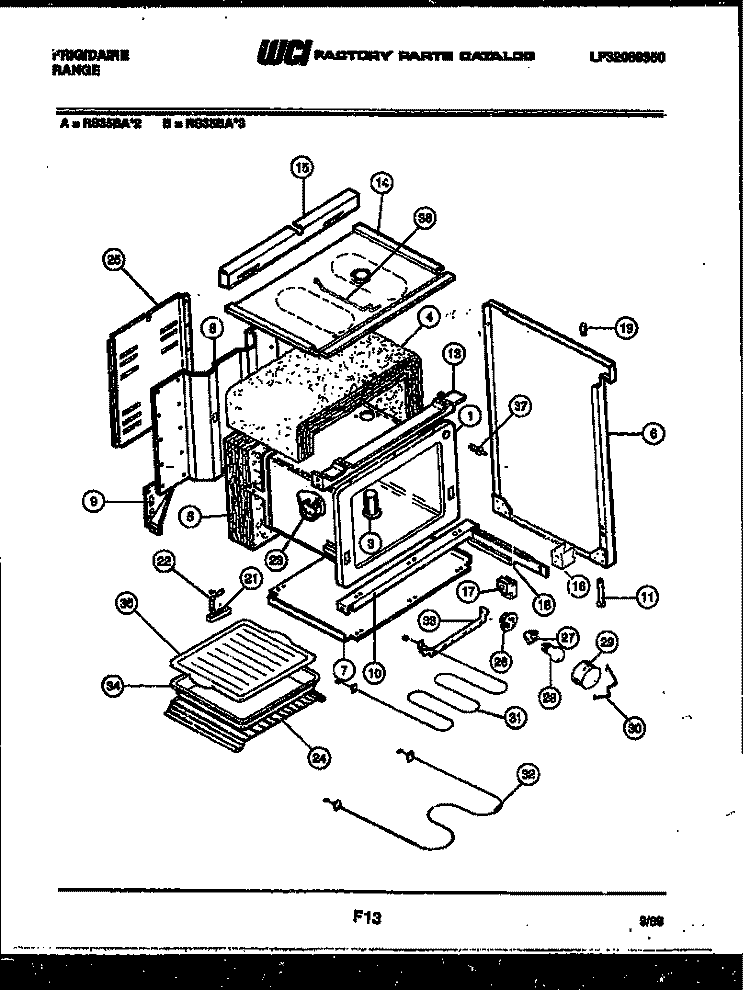BODY PARTS Diagram and Parts List for RS35BAW3  Frigidaire Range
