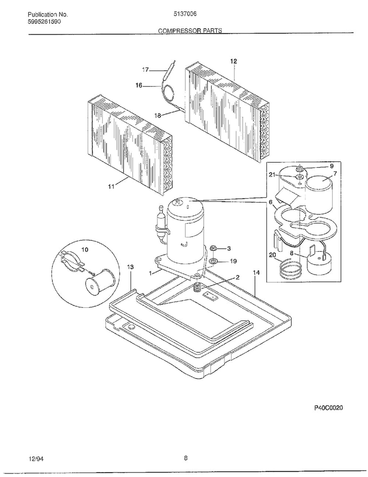 Compressor Parts Diagram and Parts List for 5137006A  Frigidaire Air Conditioner