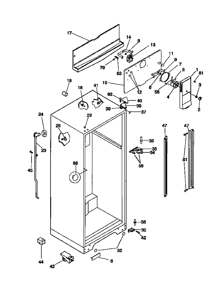 CABINET Diagram and Parts List for MRT18GRCD0  Frigidaire Refrigerator