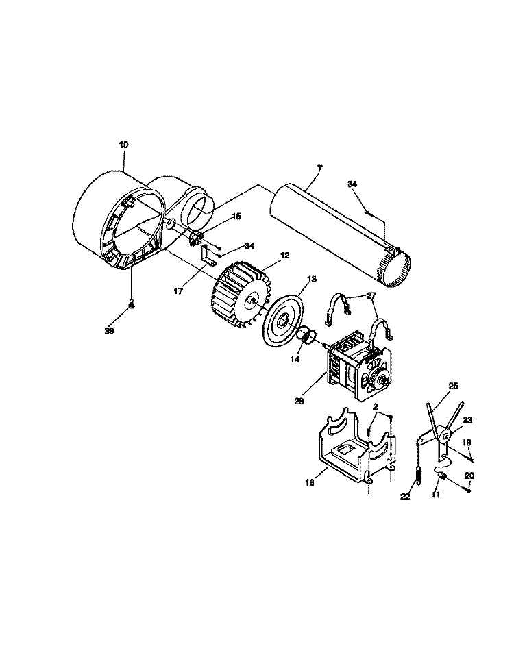 MOTOR Diagram and Parts List for MDG336MBD1  Frigidaire Dryer