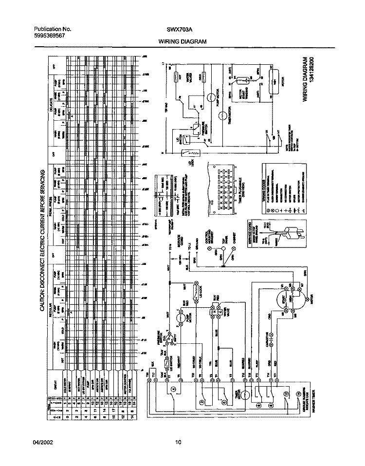 134128200 WIRING DIAGRAM Diagram and Parts List for SWX703AQ1  Westinghouse Washer