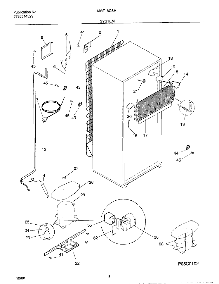 SYSTEMS Diagram and Parts List for MRT18CSHW1  Uni Refrigerator