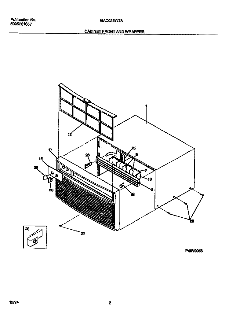 CABINET FRONT AND WRAPPER Diagram and Parts List for GAC086W7A1  Gibson Air Conditioner