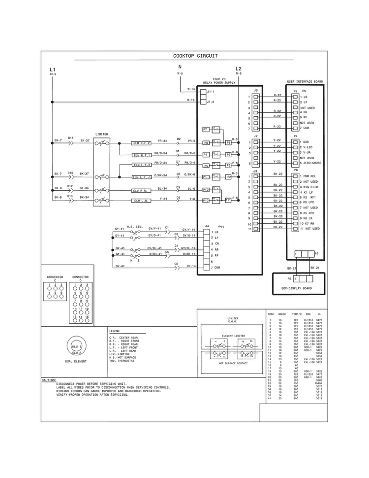Wiring Diagram Diagram and Parts List for CGES3065PWG  Frigidaire Range