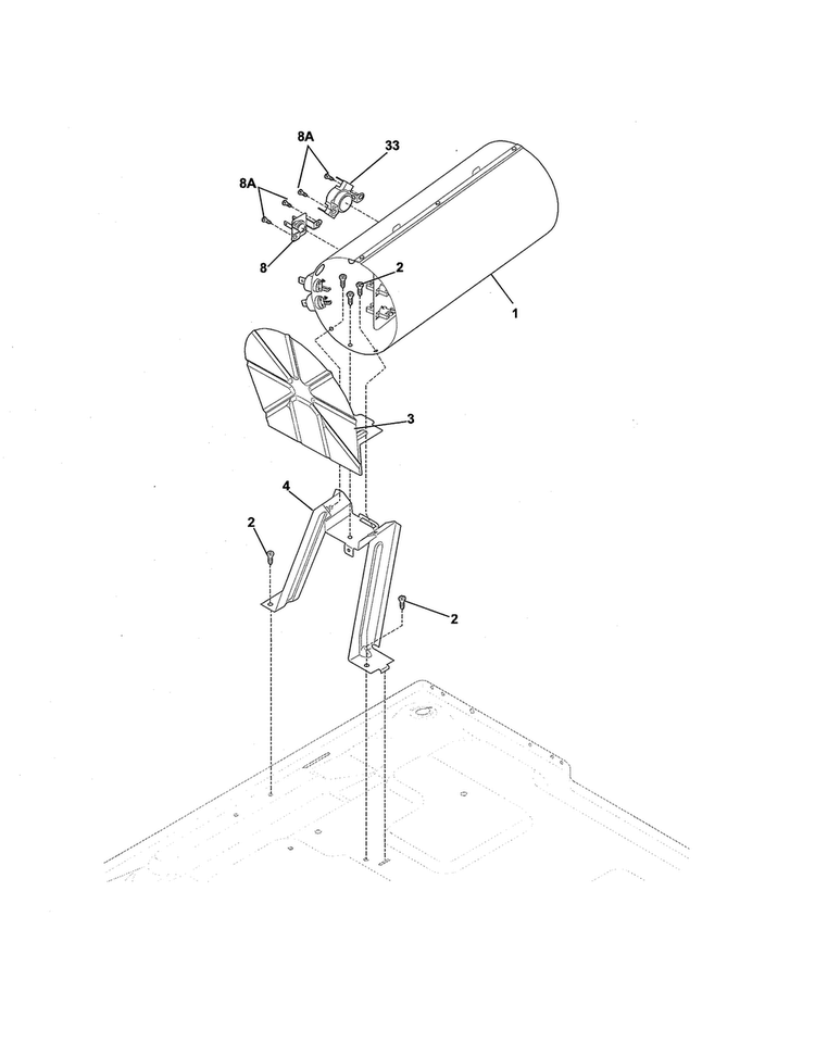 Burner Diagram and Parts List for CFQE4000QW0  Frigidaire Dryer
