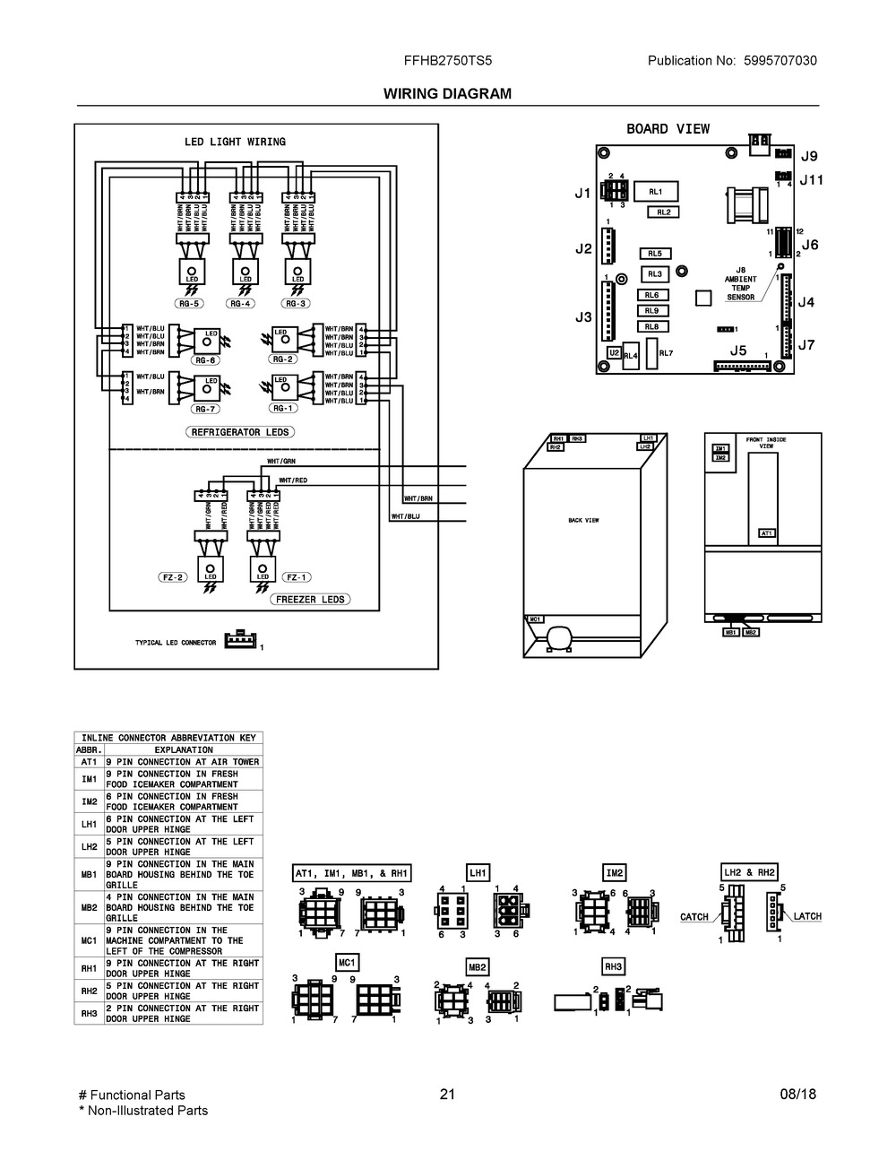 Wiring Diagram Diagram and Parts List for FFHB2750TS5  Frigidaire Refrigerator