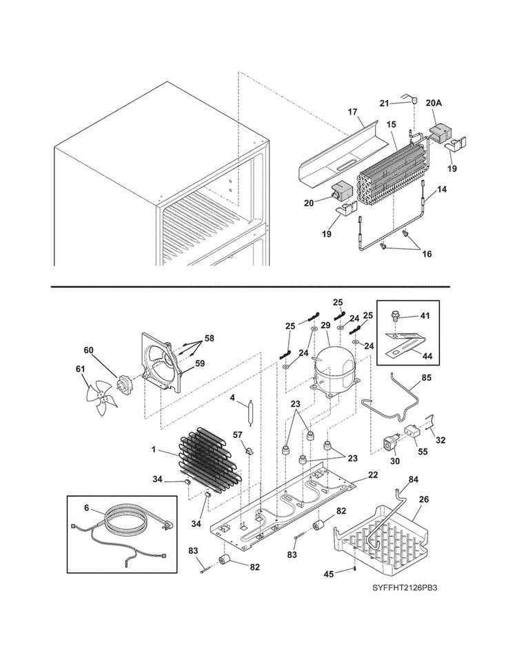 System Diagram and Parts List for FFHT2126PM3  Frigidaire Refrigerator