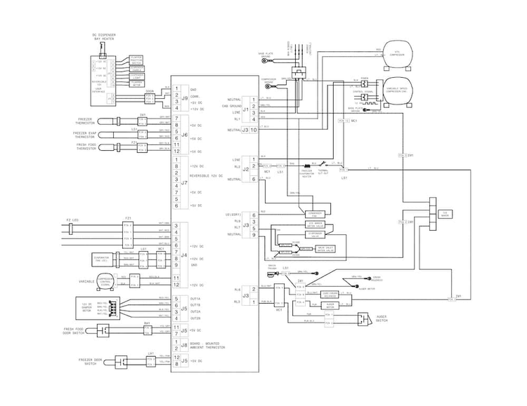 Wiring Schematic Diagram and Parts List for FGHC2355PFCC  Frigidaire Refrigerator