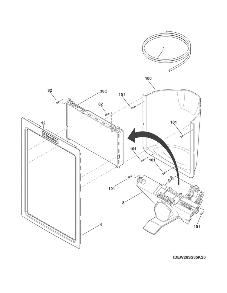 Ice & Water Dispenser Diagram and Parts List for EI23CS65KS3A  Electrolux Refrigerator