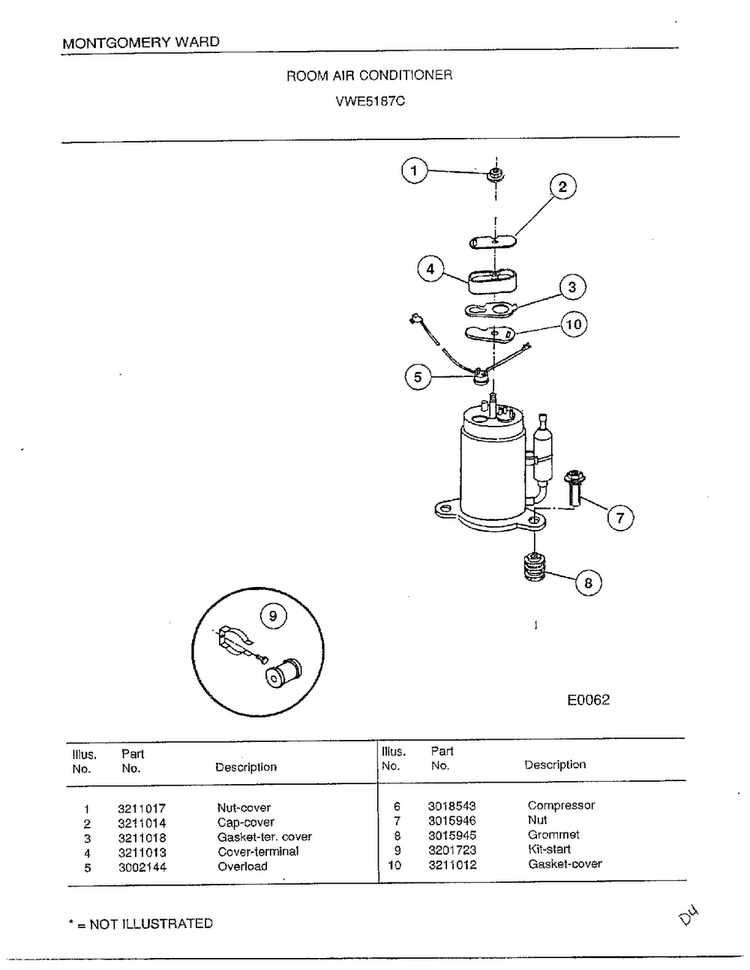 Room Air Conditioner Page 6 Diagram and Parts List for 5187C  Frigidaire Air Conditioner