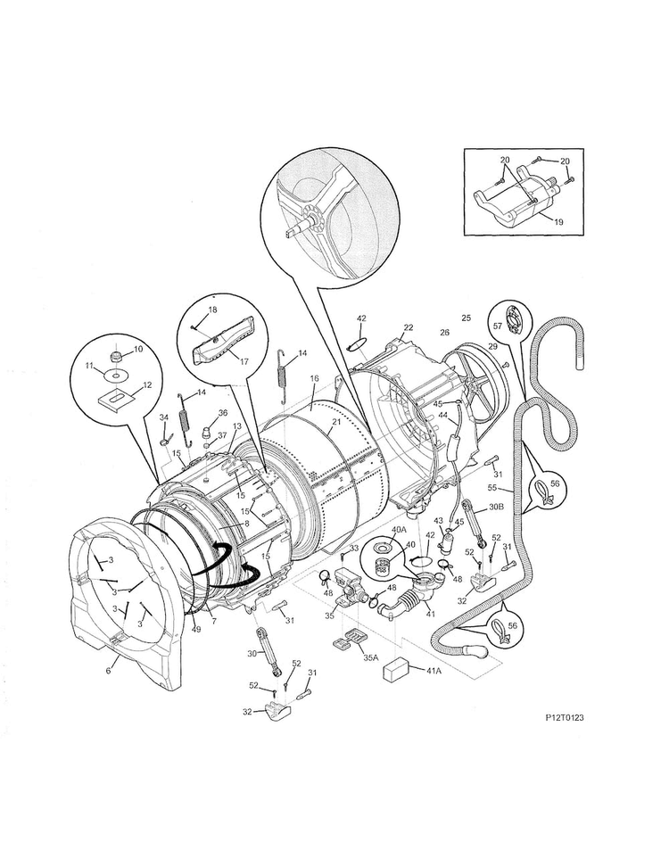 Motor/tub Diagram and Parts List for 41741122410  Kenmore Washer