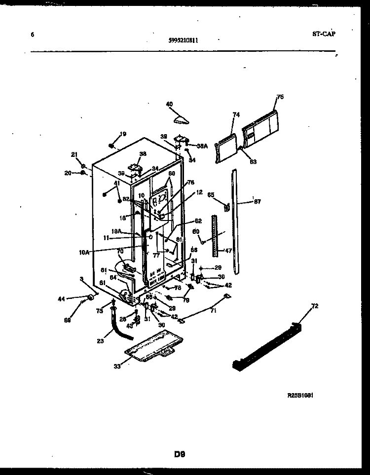 CABINET PARTS Diagram and Parts List for FPCE24VPL0  Frigidaire Refrigerator