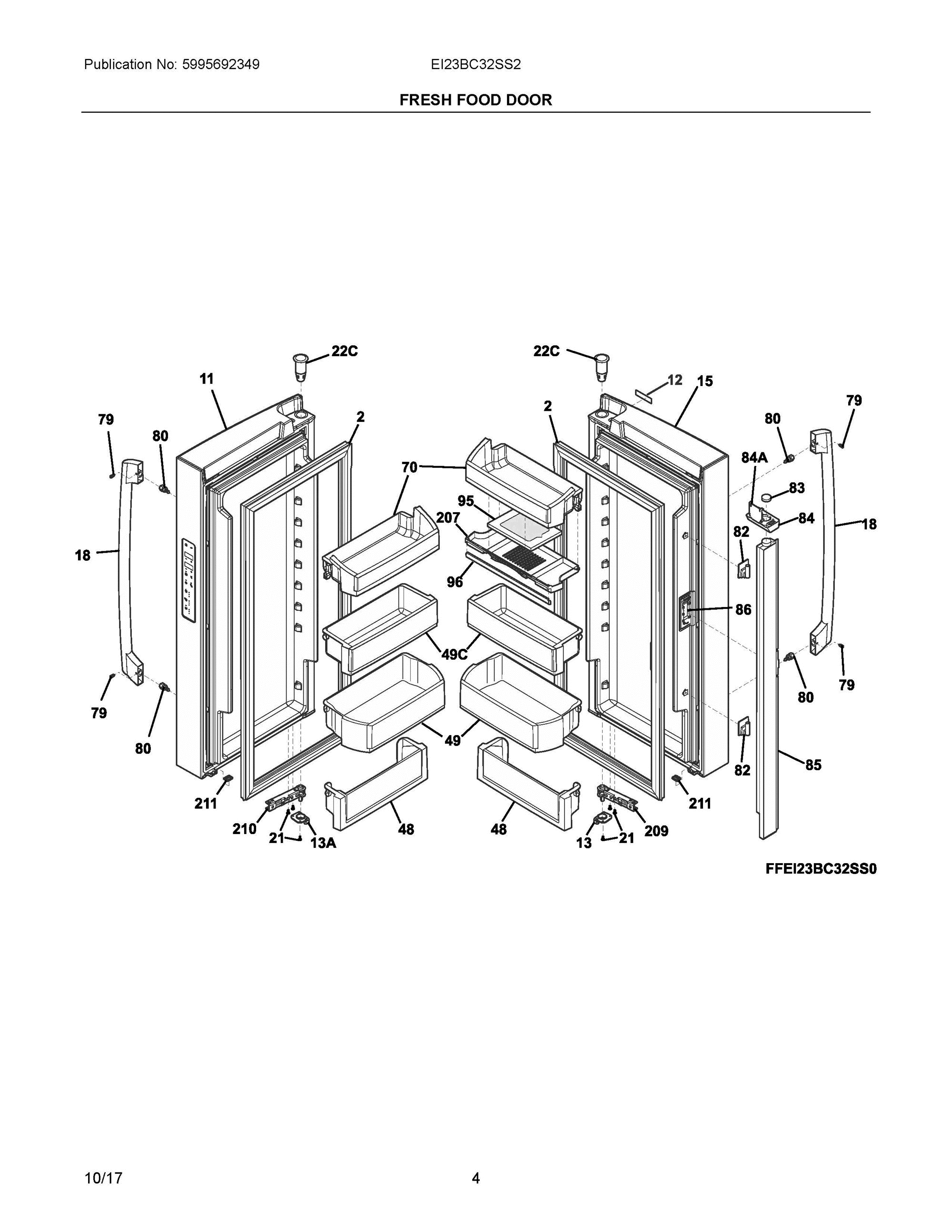 03 - FRESH FOOD DOOR Diagram and Parts List for EI23BC32SS2  Frigidaire Refrigerator