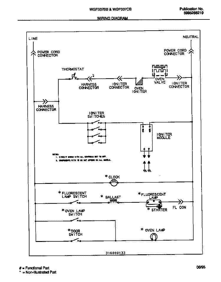 WIRING DIAGRAM Diagram and Parts List for WGF337CBSA  Frigidaire Range