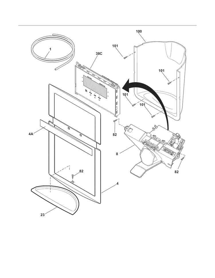 Ice & Water Dispenser Diagram and Parts List for FGHC2335LP4  Frigidaire Refrigerator