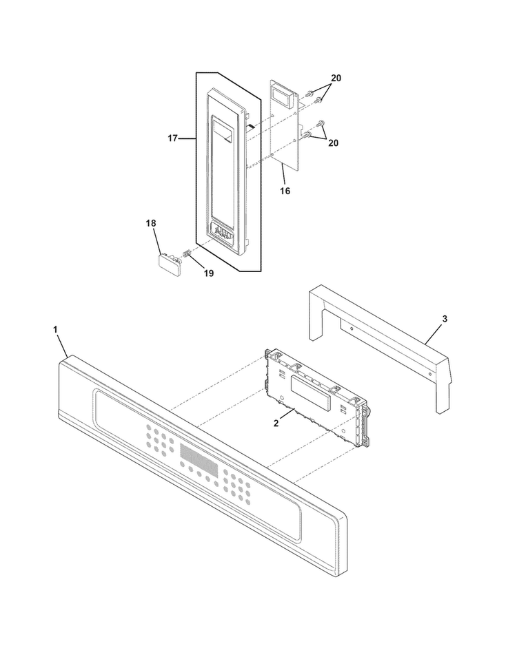 Control Panel Diagram and Parts List for FGMC2765KWB  Frigidaire Microwave Oven Combo