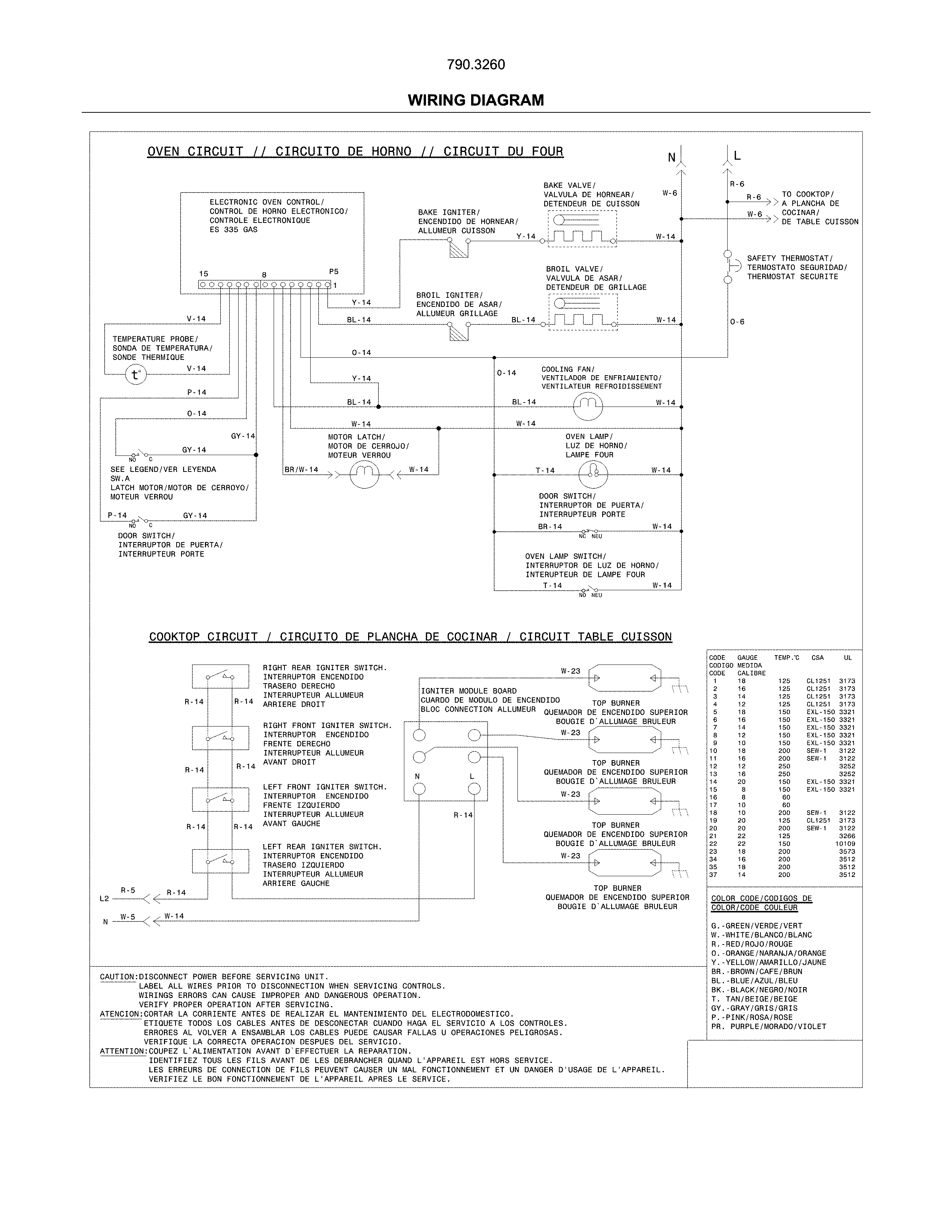 Wiring Diagram Diagram and Parts List for 79032609316  Kenmore Range