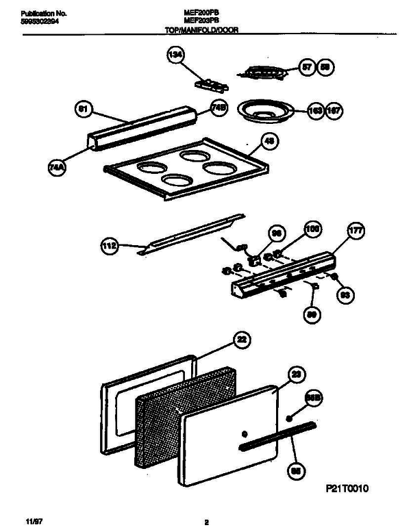 Frigidaire Mef200pbdb 1 Diagram and Parts List for MEF200PBDB V1 Frigidaire Range
