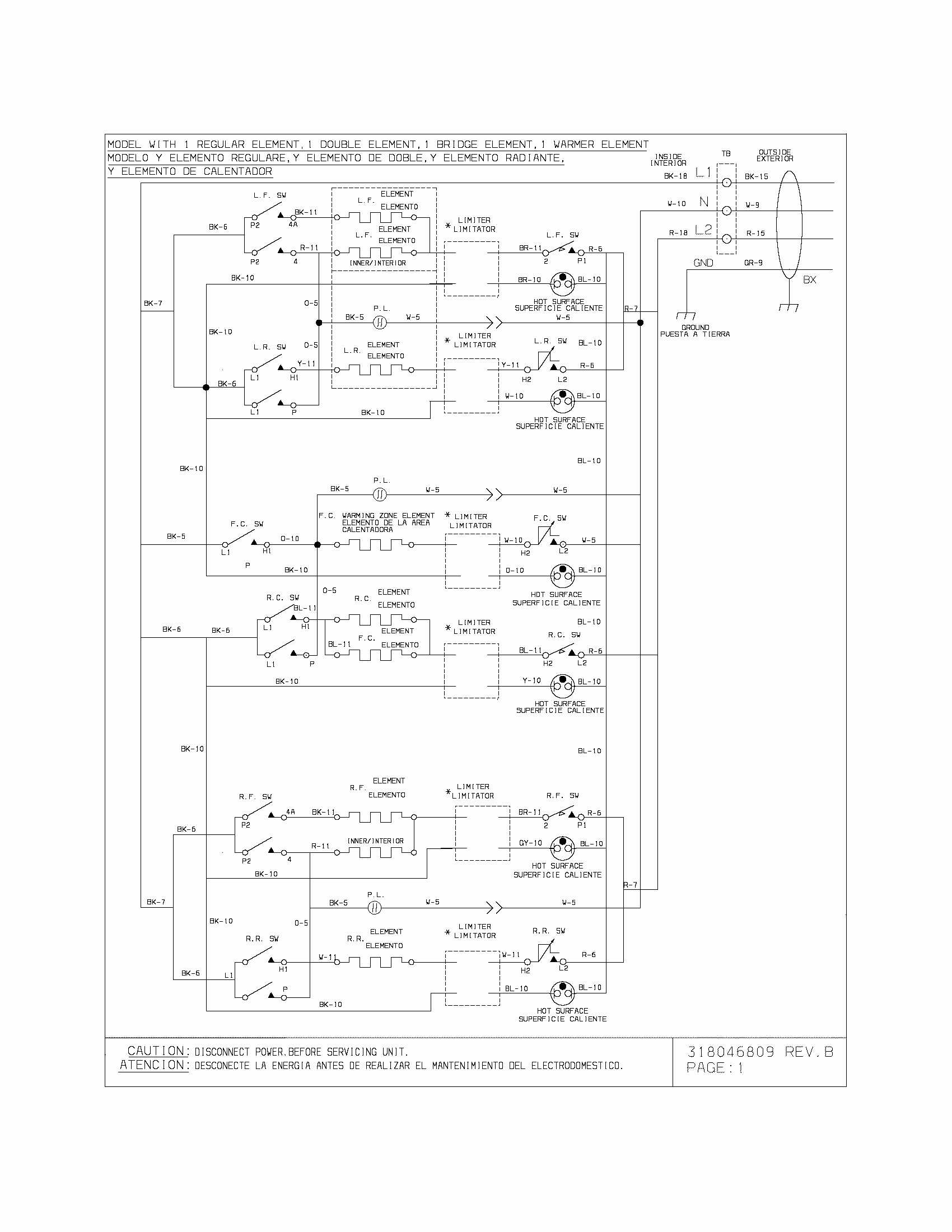 Wiring Diagram Diagram and Parts List for 79043043401  Kenmore Cooktop