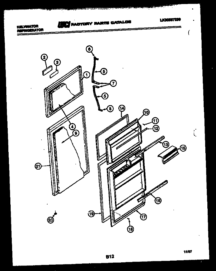 DOOR PARTS Diagram and Parts List for TSX120EN0V  Kelvinator Refrigerator
