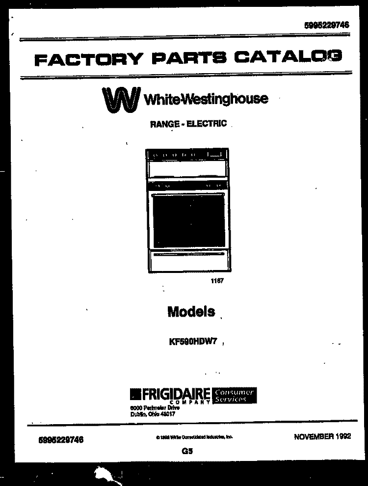 BROILER PARTS Diagram and Parts List for KF590HDW7  Frigidaire Range