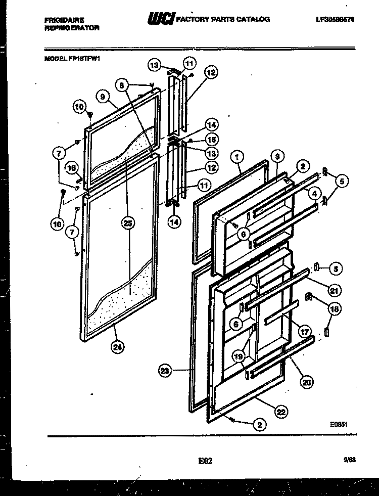 DOOR PARTS Diagram and Parts List for FP18TFF1  Frigidaire Refrigerator