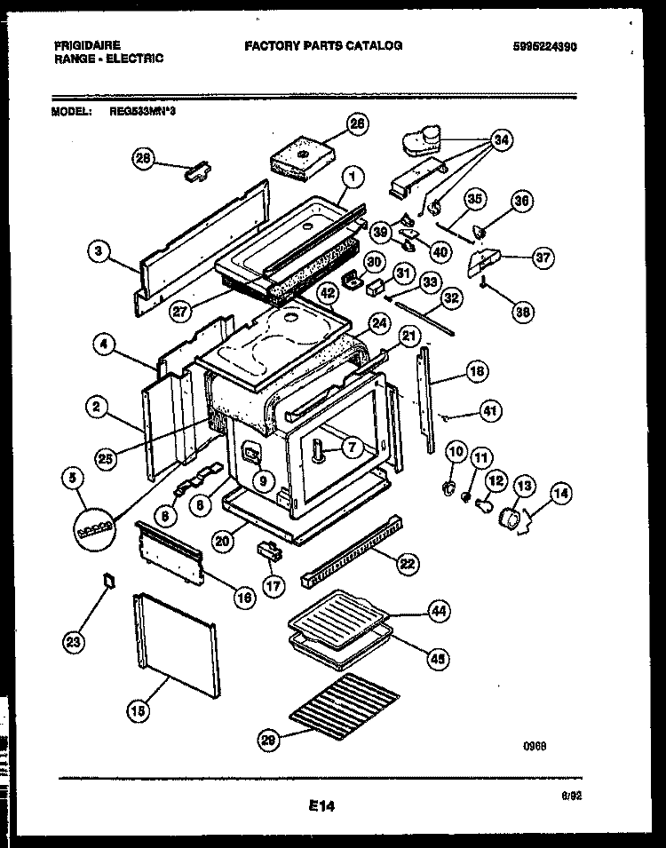 BODY PARTS Diagram and Parts List for REG533MNW3  Frigidaire Range