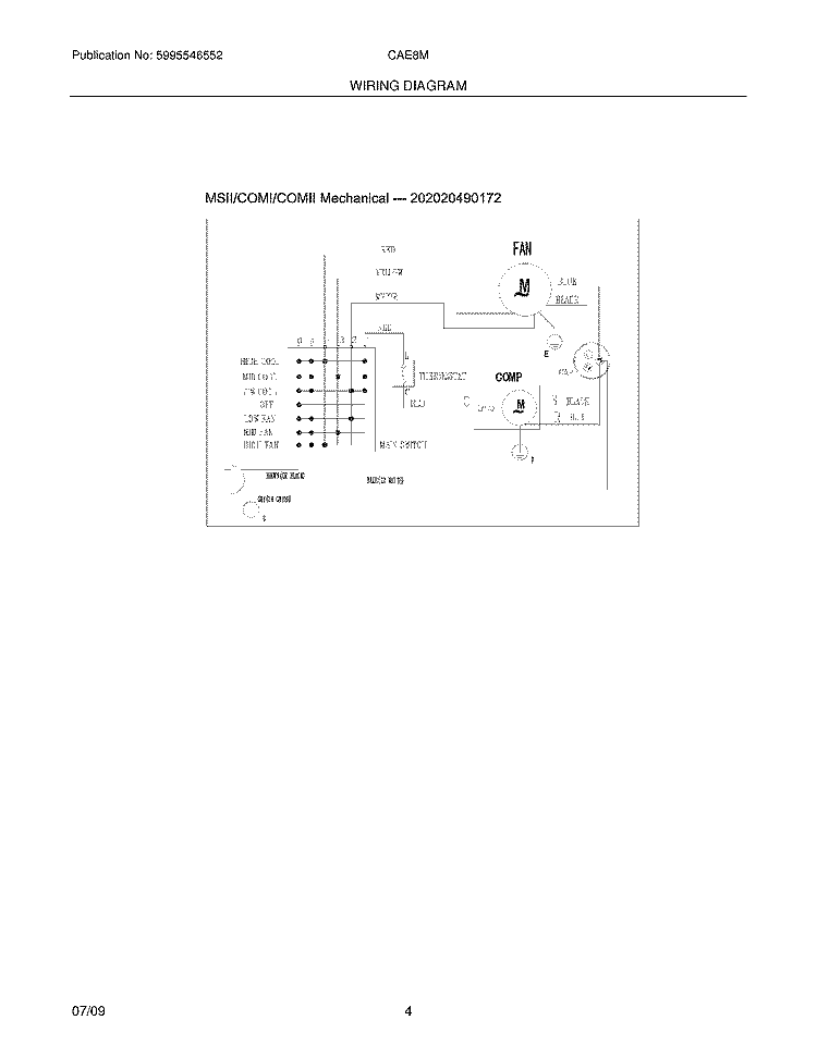 WIRING DIAGRAM Diagram and Parts List for CAE8MB  Crosley Air Conditioner