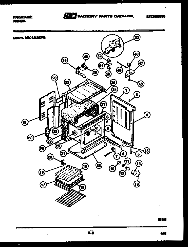 BODY PARTS Diagram and Parts List for REGS36BCL3  Frigidaire Range