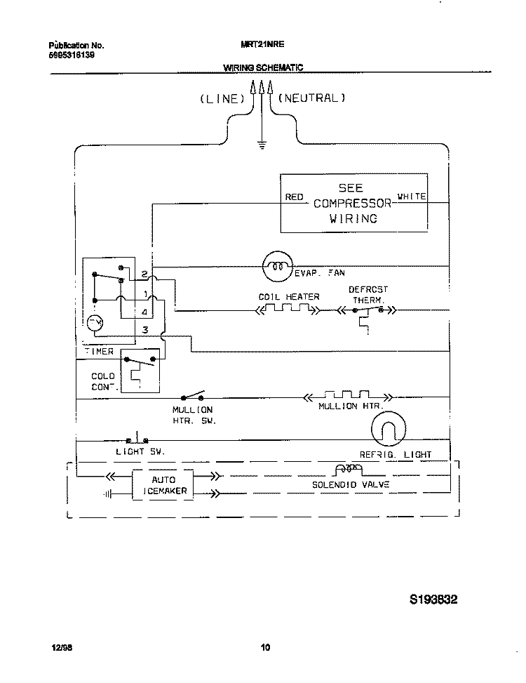 WIRING DIAGRAM Diagram and Parts List for MRT21NRED3  Frigidaire Refrigerator