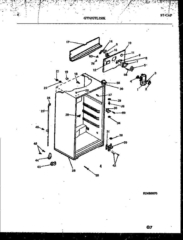 CABINET PARTS Diagram and Parts List for GTL160HK0  Frigidaire Refrigerator