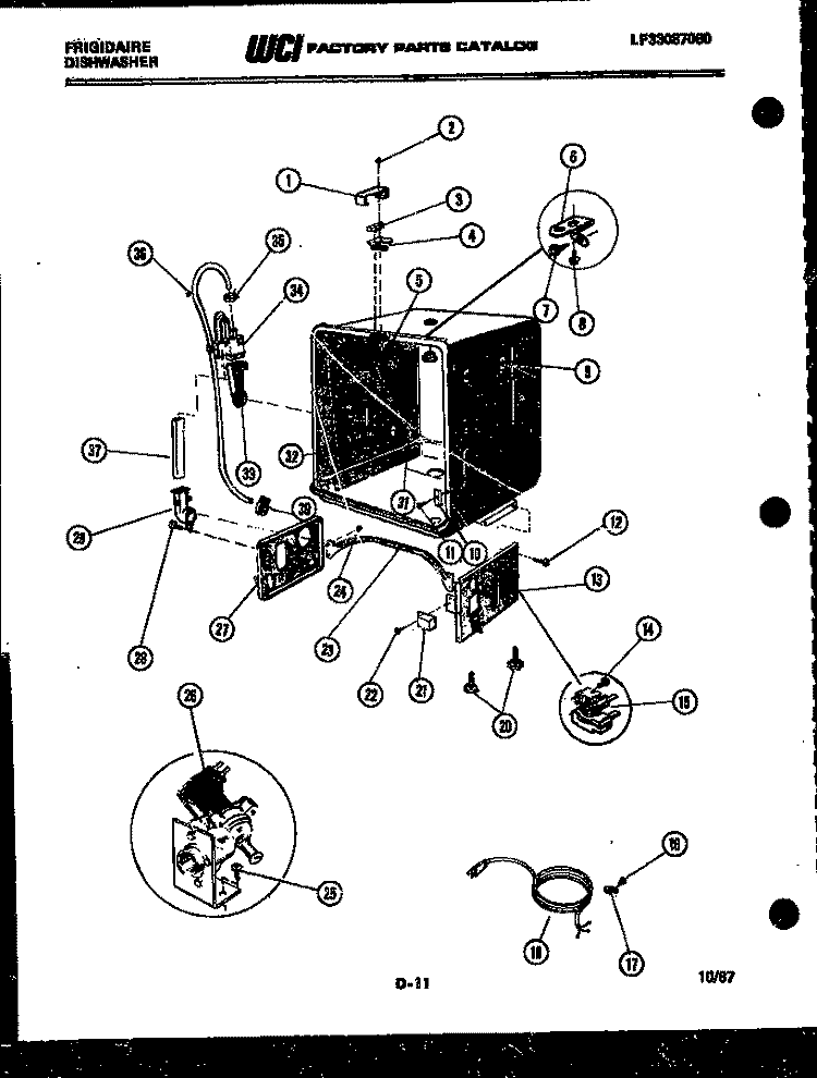 TUB PARTS Diagram and Parts List for DW5500FL1  Frigidaire Dishwasher