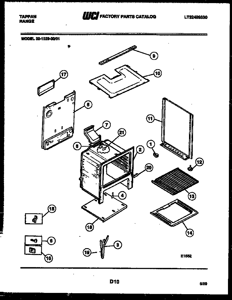 BODY PARTS Diagram and Parts List for 32-1029-00-01  Tappan Range