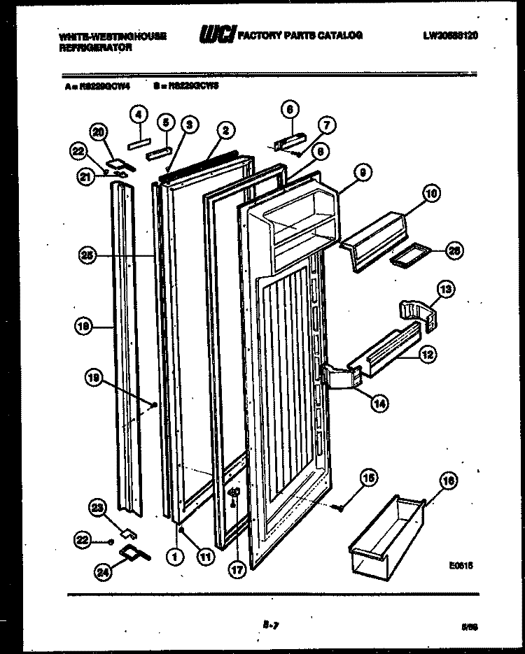 REFRIGERATOR DOOR PARTS Diagram and Parts List for RS229GCH4  Frigidaire Refrigerator