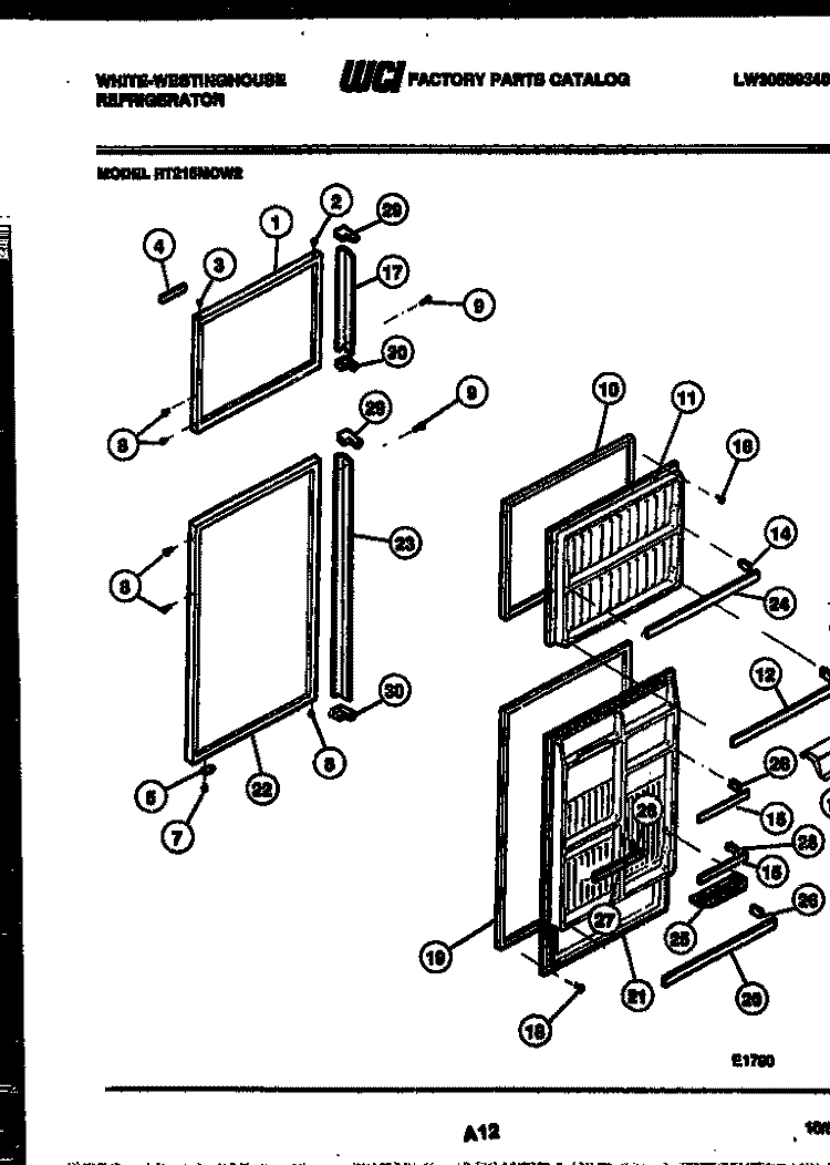 DOOR PARTS Diagram and Parts List for RT215MCW2  Frigidaire Refrigerator