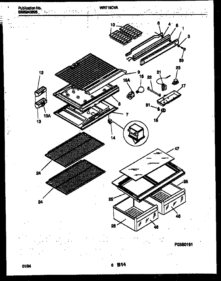 SHELVES AND SUPPORTS Diagram and Parts List for WRT18CVAZ0  Frigidaire Refrigerator