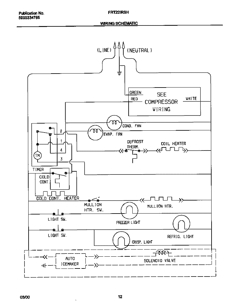 WIRING DIAGRAM Diagram and Parts List for FRT22IRSHB2  Frigidaire Refrigerator