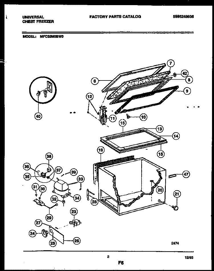 CHEST FREEZER PARTS Diagram and Parts List for MFC05M0BW0  Frigidaire Freezer