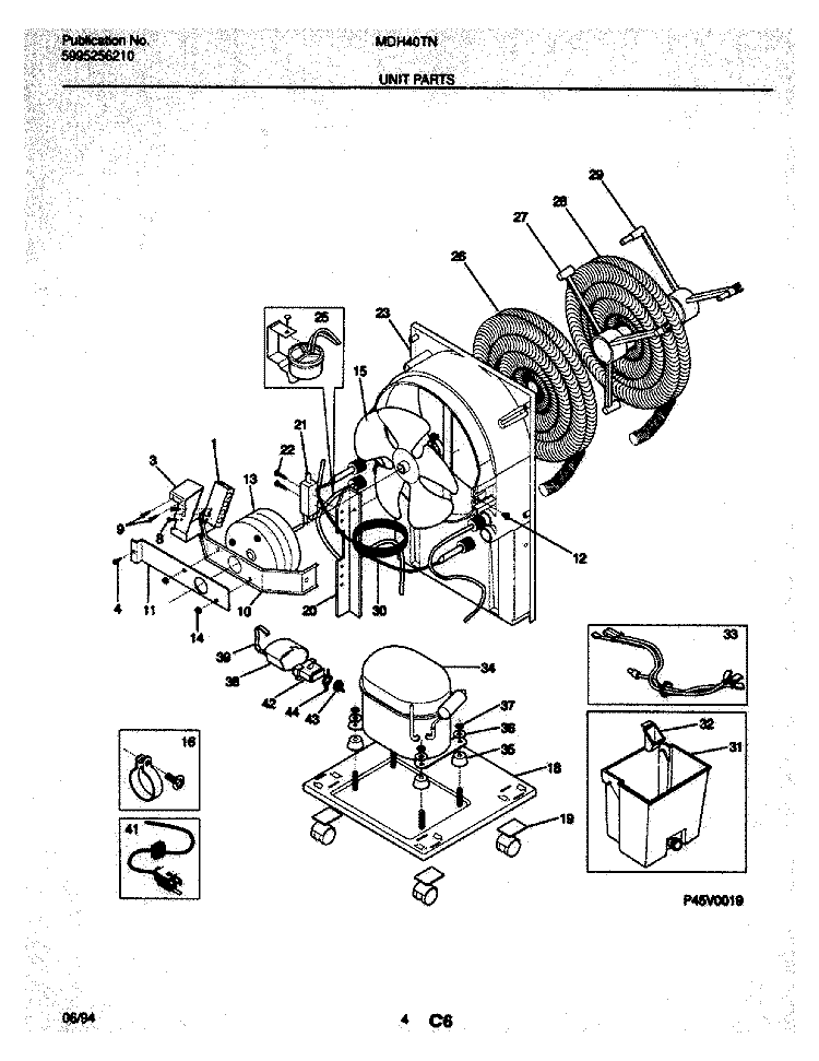 UNIT PARTS Diagram and Parts List for MDH40TN1  Frigidaire Dehumidifier