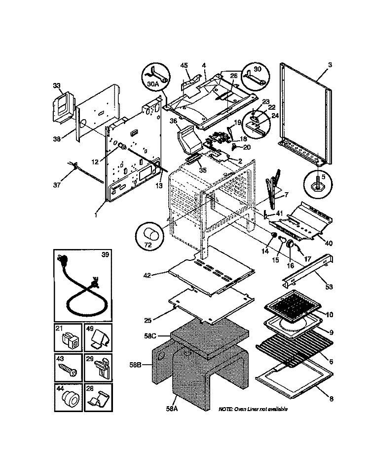 BODY Diagram and Parts List for 30-4952-00-05  Tappan Range