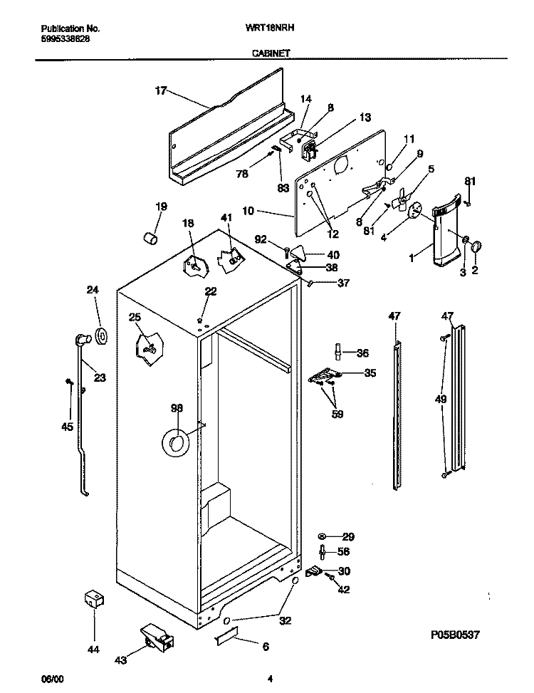 CABINET Diagram and Parts List for WRT18NRHW1  Frigidaire Refrigerator