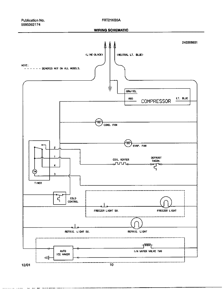 WIRING SCHEMATIC Diagram and Parts List for FRT21KS5AQ3  Frigidaire Refrigerator