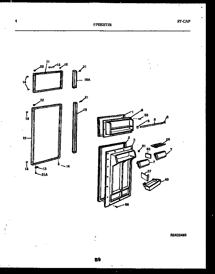 DOOR PARTS Diagram and Parts List for FPES21TIRW1  Frigidaire Refrigerator
