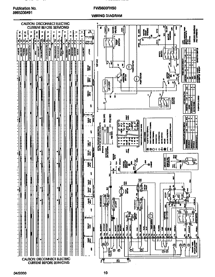 WIRING DIAGRAM Diagram and Parts List for FWS800FHS0  Frigidaire Washer