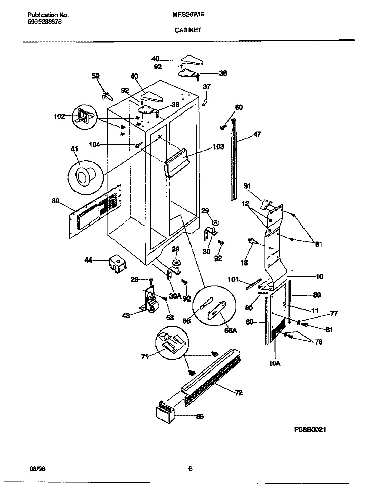 CABINET Diagram and Parts List for MRS26WIED1  Frigidaire Refrigerator