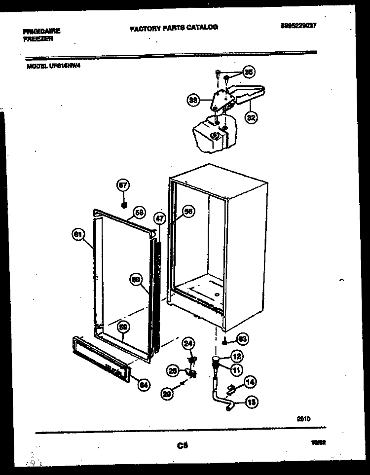 CABINET PARTS Diagram and Parts List for UFS16NW4  Frigidaire Freezer